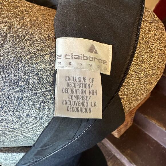 Vintage Liz Claiborne Black Halter Maxi Dress 8 Button Front Embroidered Collar - Picture 9 of 14